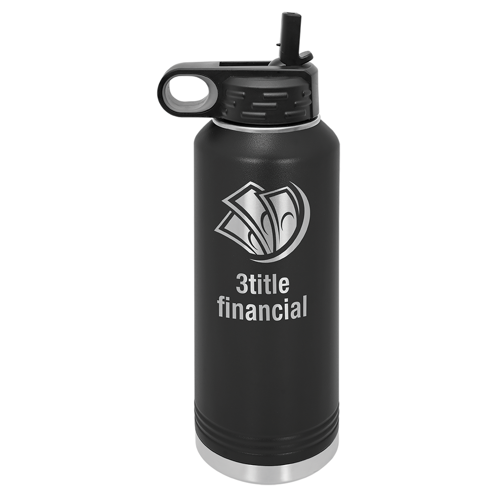 Black 40 oz. Powder Coated Water Bottle