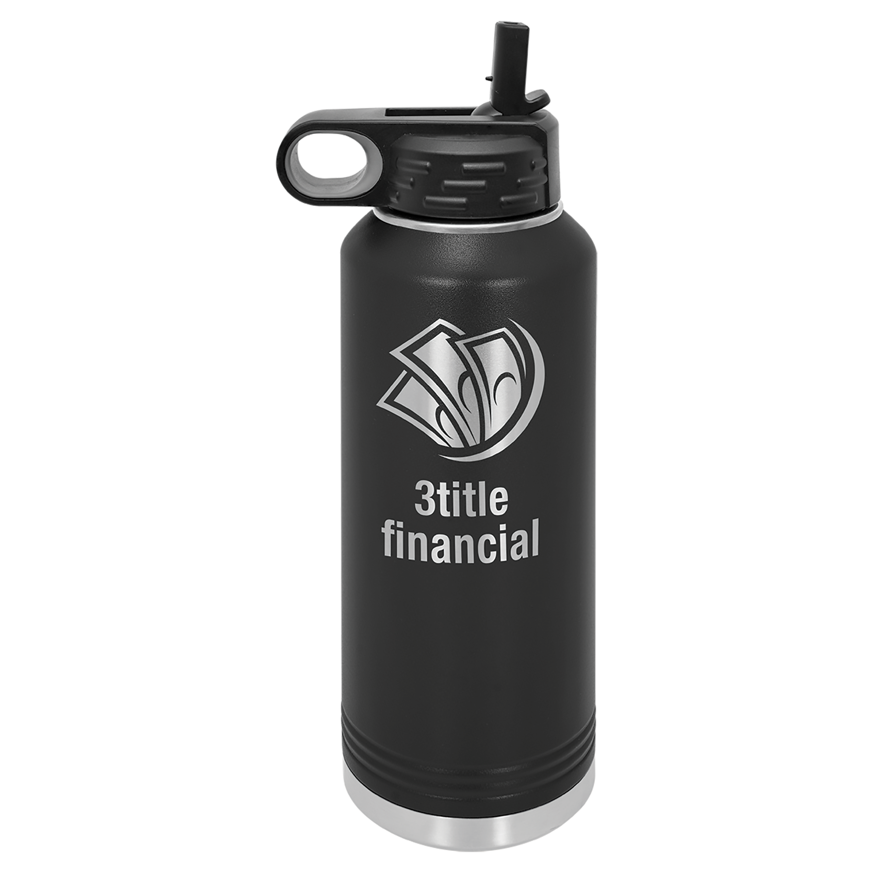 Black 40 oz. Powder Coated Water Bottle