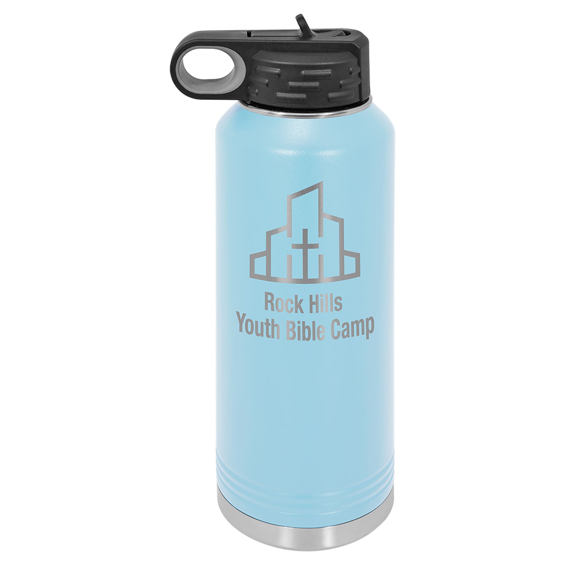 Light Blue 40 oz. Powder Coated Water Bottle