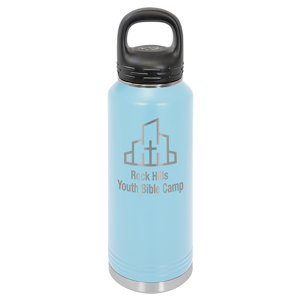 Light Blue 40 oz. Powder Coated Water Bottle
