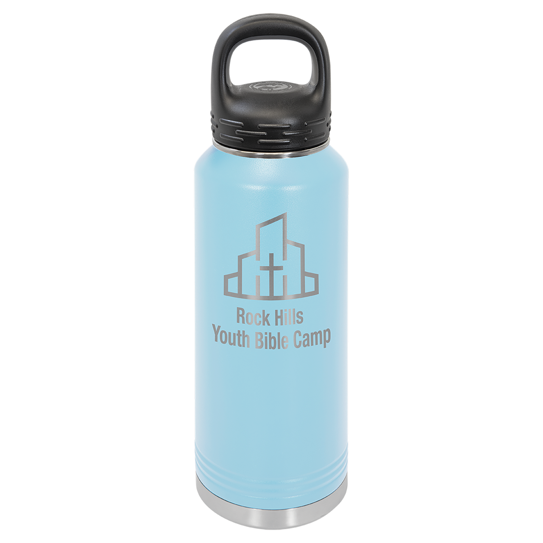 Light Blue 40 oz. Powder Coated Water Bottle