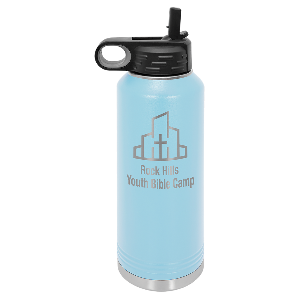 Light Blue 40 oz. Powder Coated Water Bottle