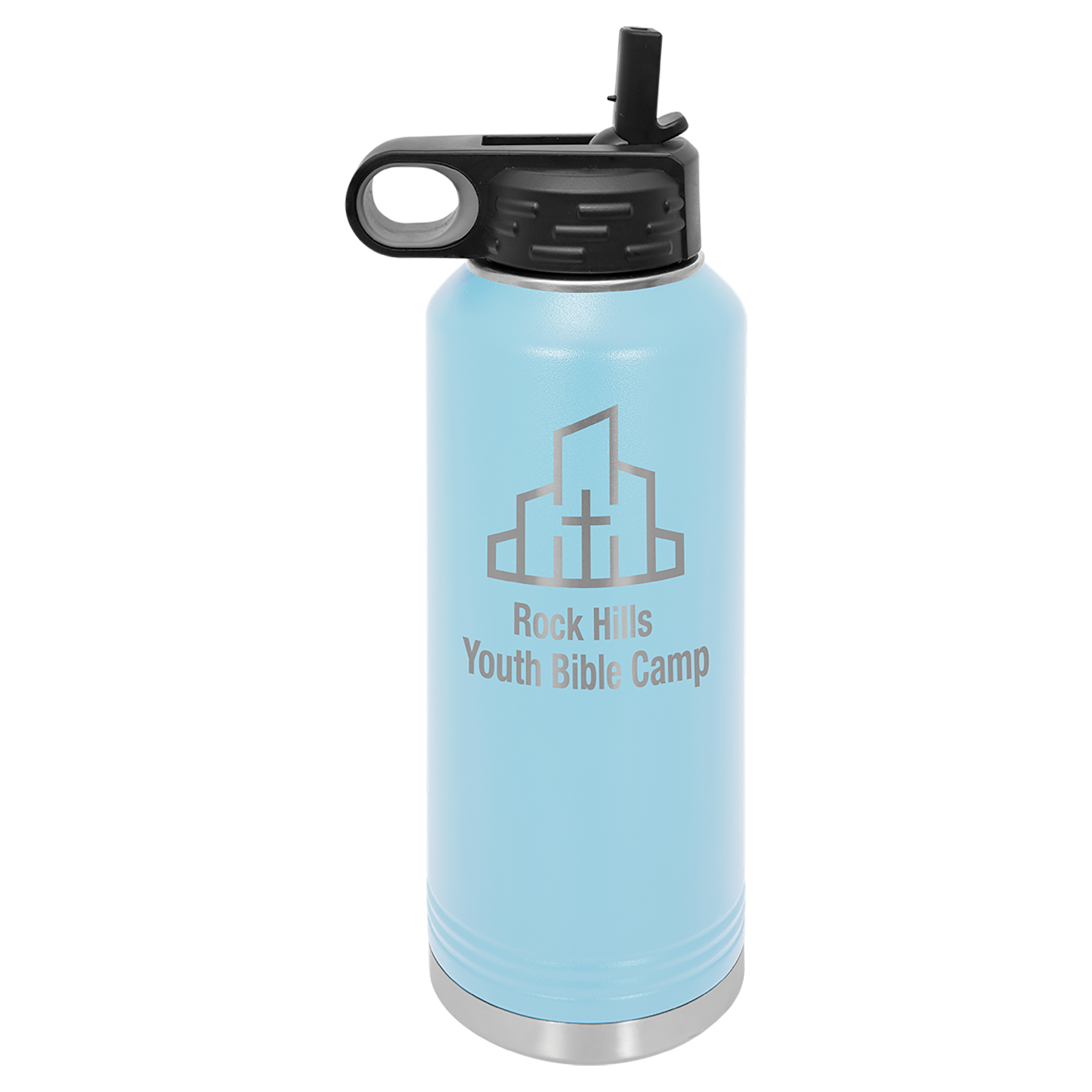 Light Blue 40 oz. Powder Coated Water Bottle