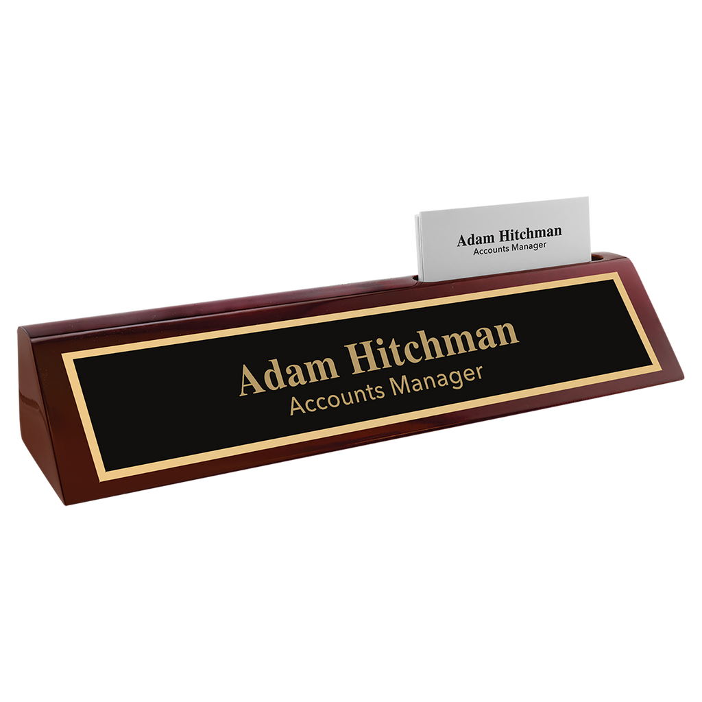 Rosewood Piano Finish Desk Wedge with Business Card Holder