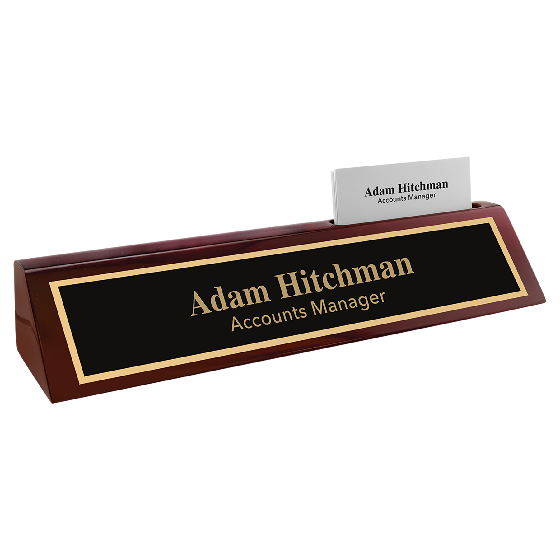 Rosewood Piano Finish Desk Wedge with Business Card Holder