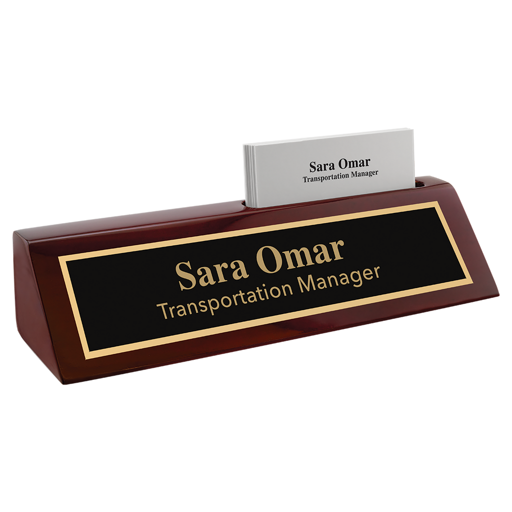 Rosewood Piano Finish Desk Wedge with Business Card Holder