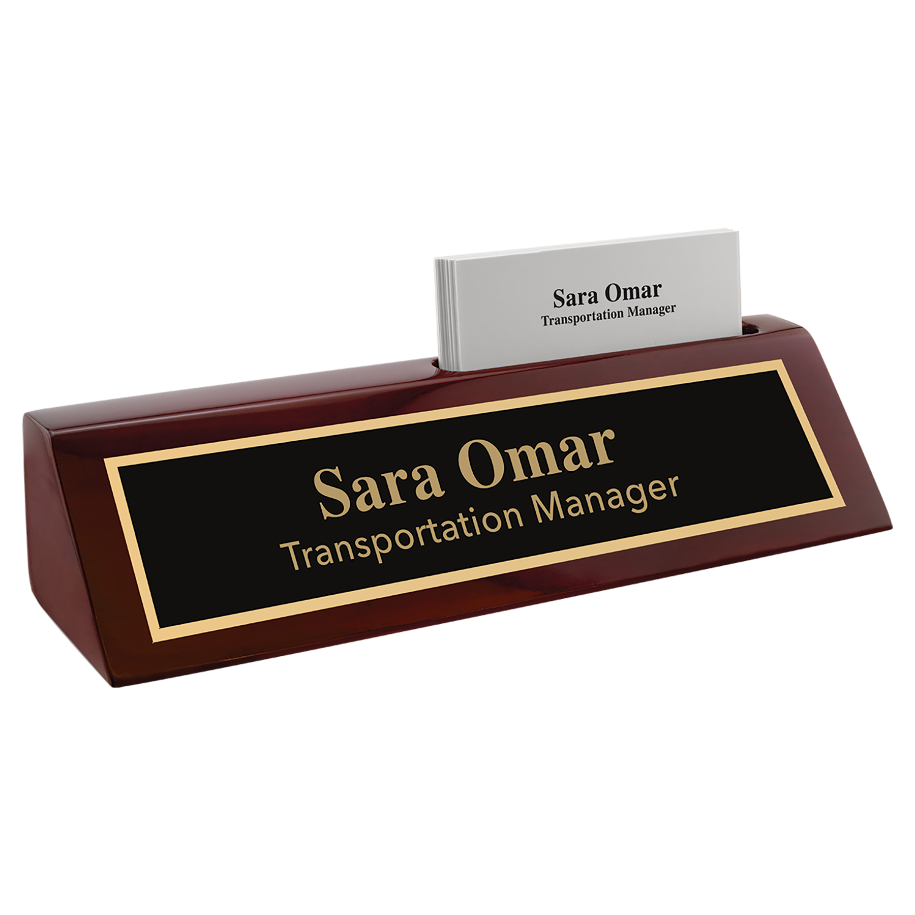 Rosewood Piano Finish Desk Wedge with Business Card Holder