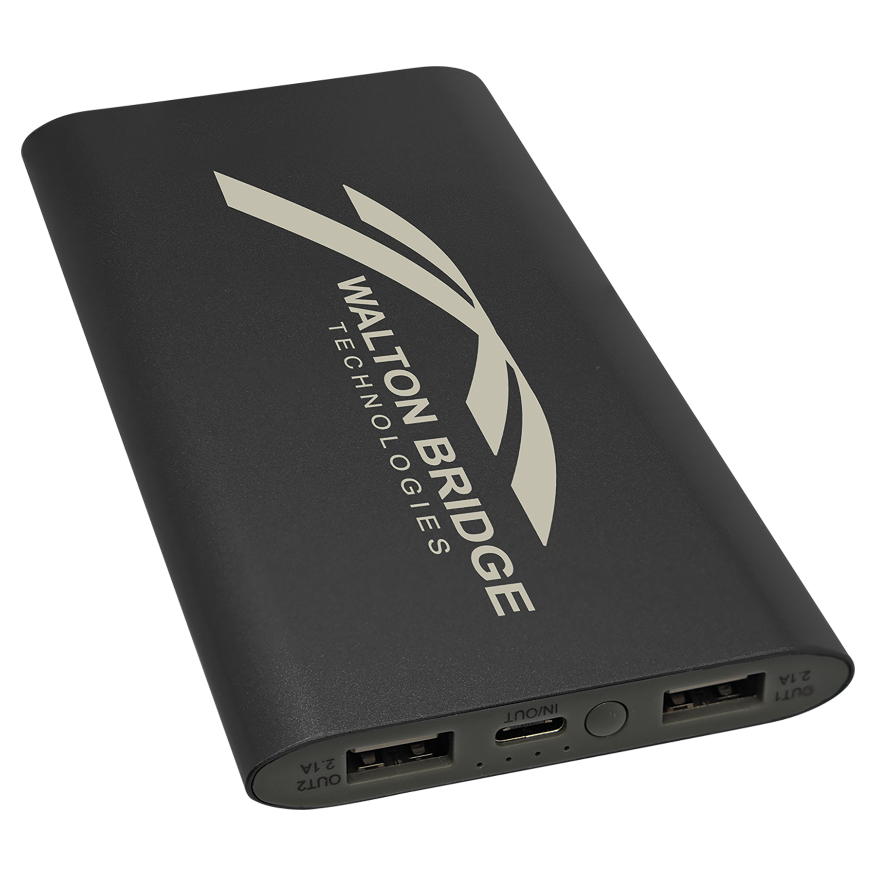 Black 8000MAH Power Bank & Wireless Anodized Aluminum Charger with USB-C Cord