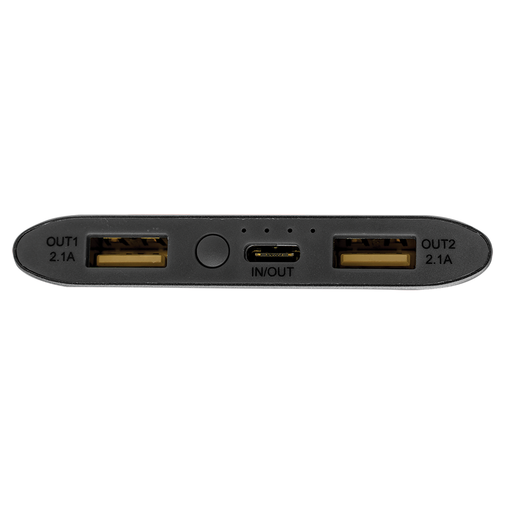 Black 8000MAH Power Bank & Wireless Anodized Aluminum Charger with USB-C Cord