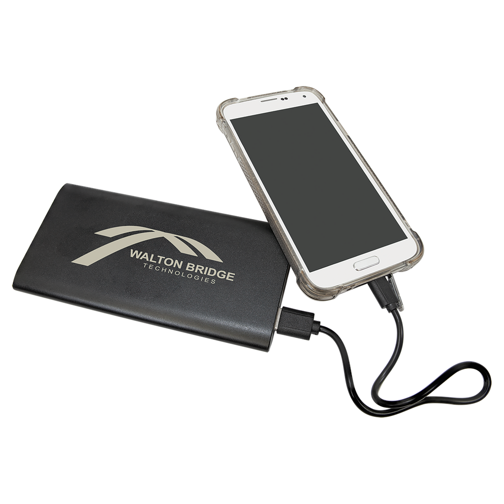 Black 8000MAH Power Bank & Wireless Anodized Aluminum Charger with USB-C Cord