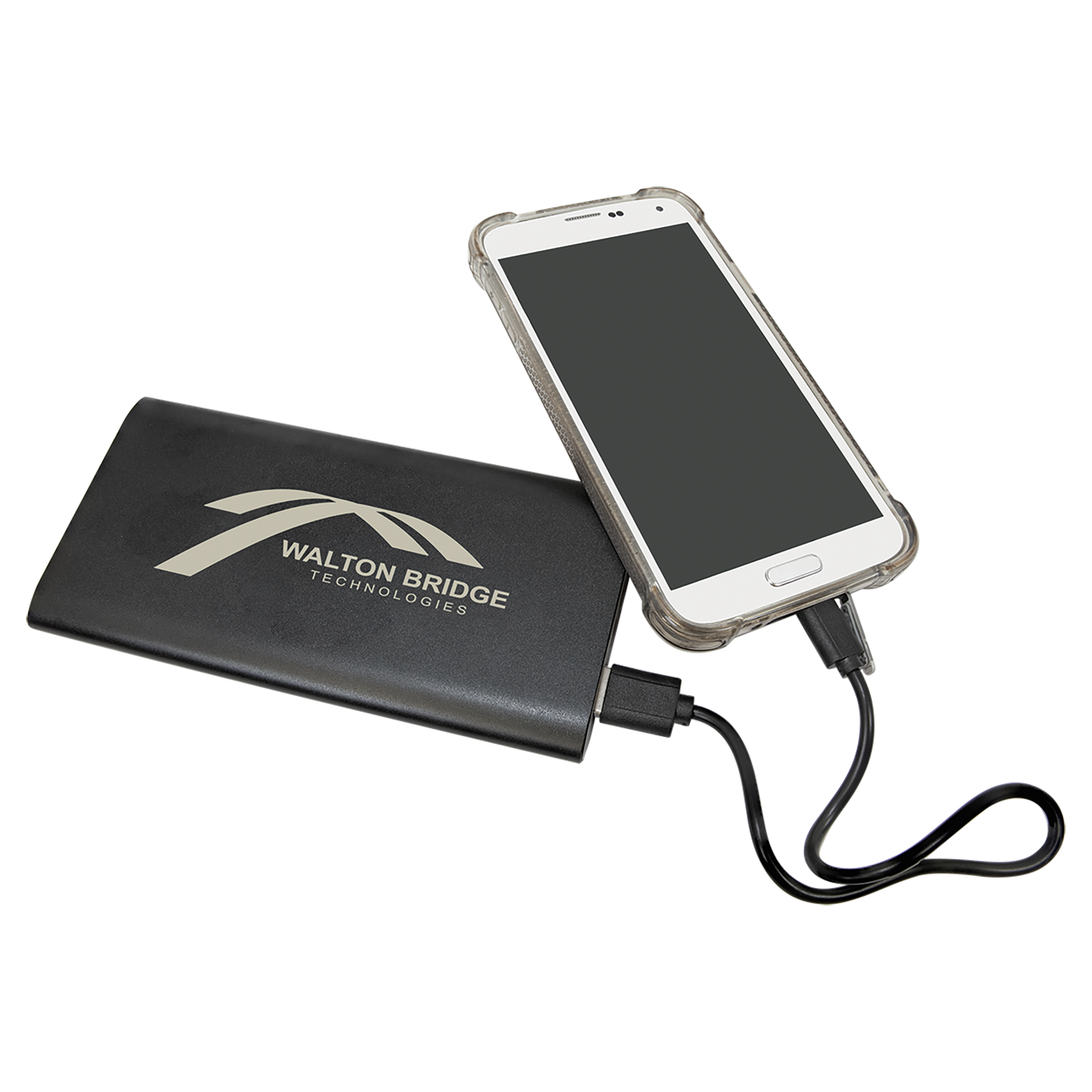 Black 8000MAH Power Bank & Wireless Anodized Aluminum Charger with USB-C Cord