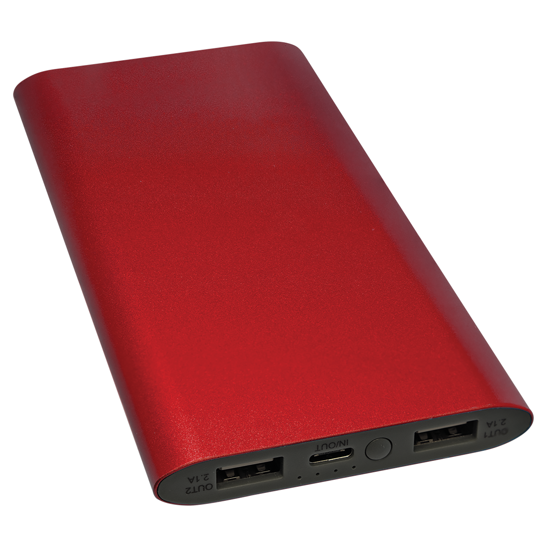 Red 8000MAH Power Bank & Wireless Anodized Aluminum Charger with USB-C Cord blank-preview