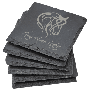 Charcoal Gray Square Slate Coaster Set (6 Piece)