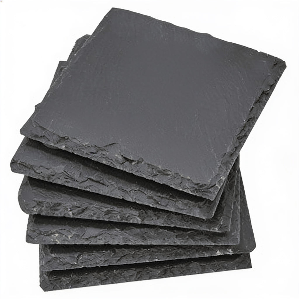 Charcoal Gray Square Slate Coaster Set (6 Piece) blank-preview