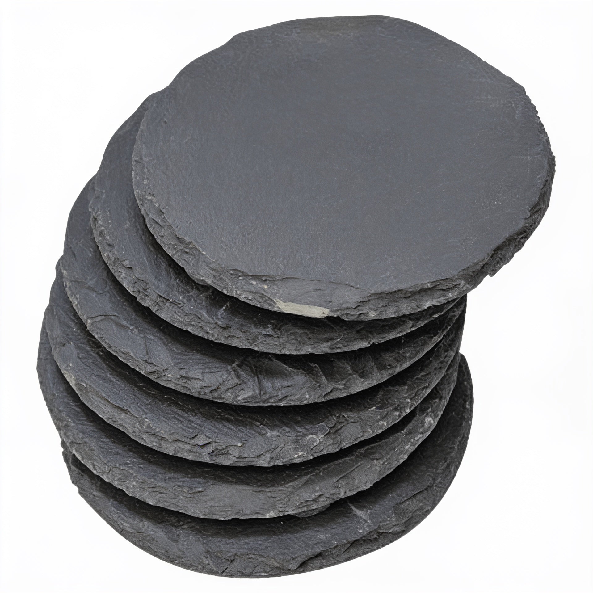 Charcoal Gray Round Slate Coaster Set (6 Piece) blank-preview