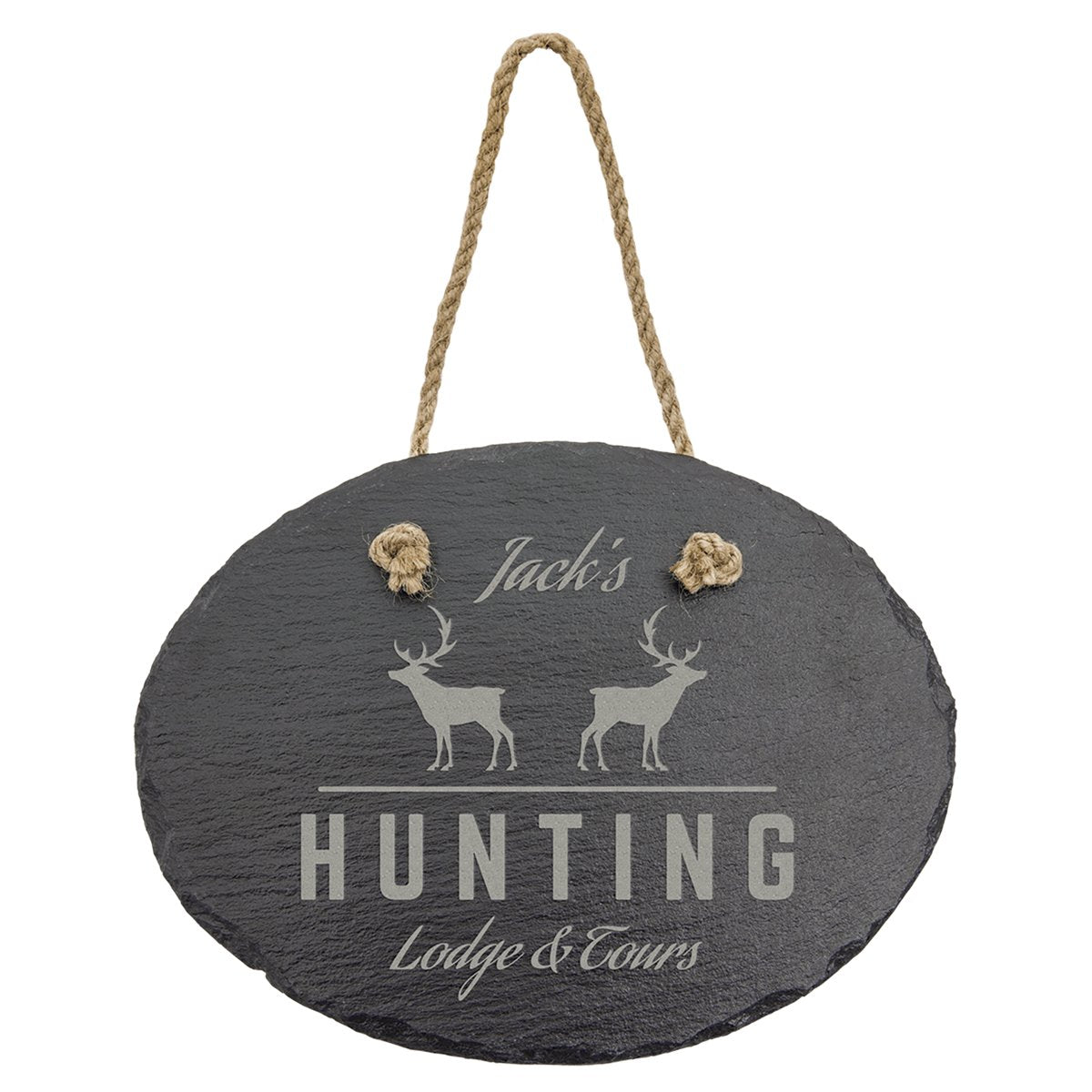 Oval Slate Decor with Hanging String