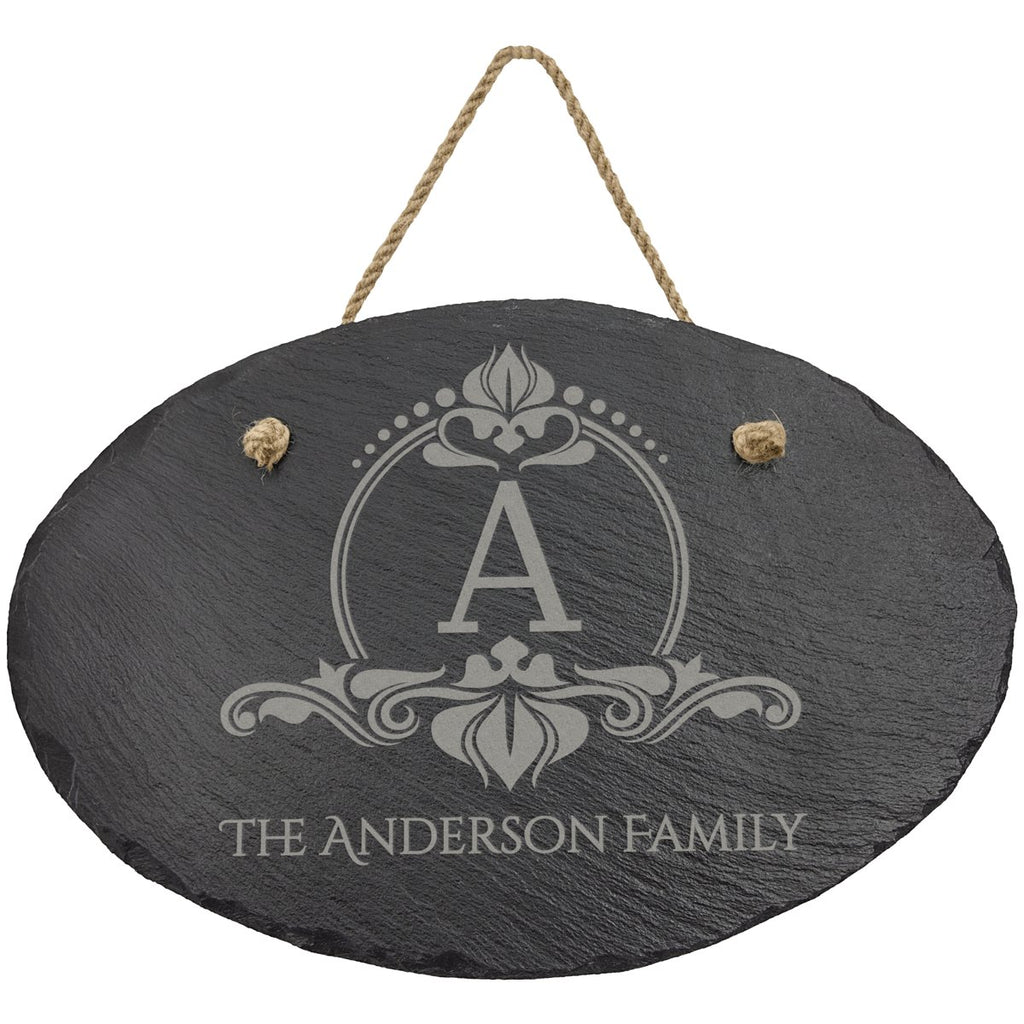 Oval Slate Decor with Hanging String