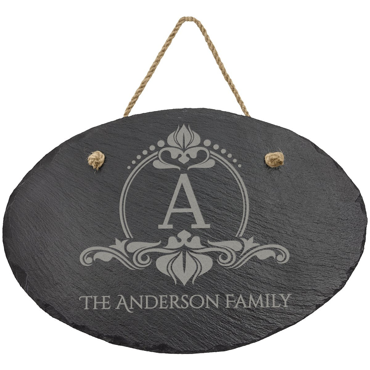Oval Slate Decor with Hanging String