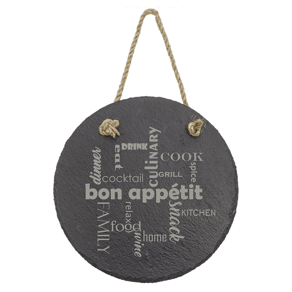 Round Slate Decor with Hanging String