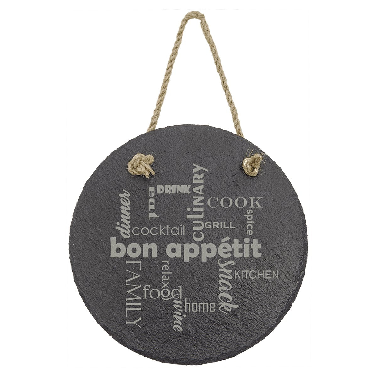 Round Slate Decor with Hanging String
