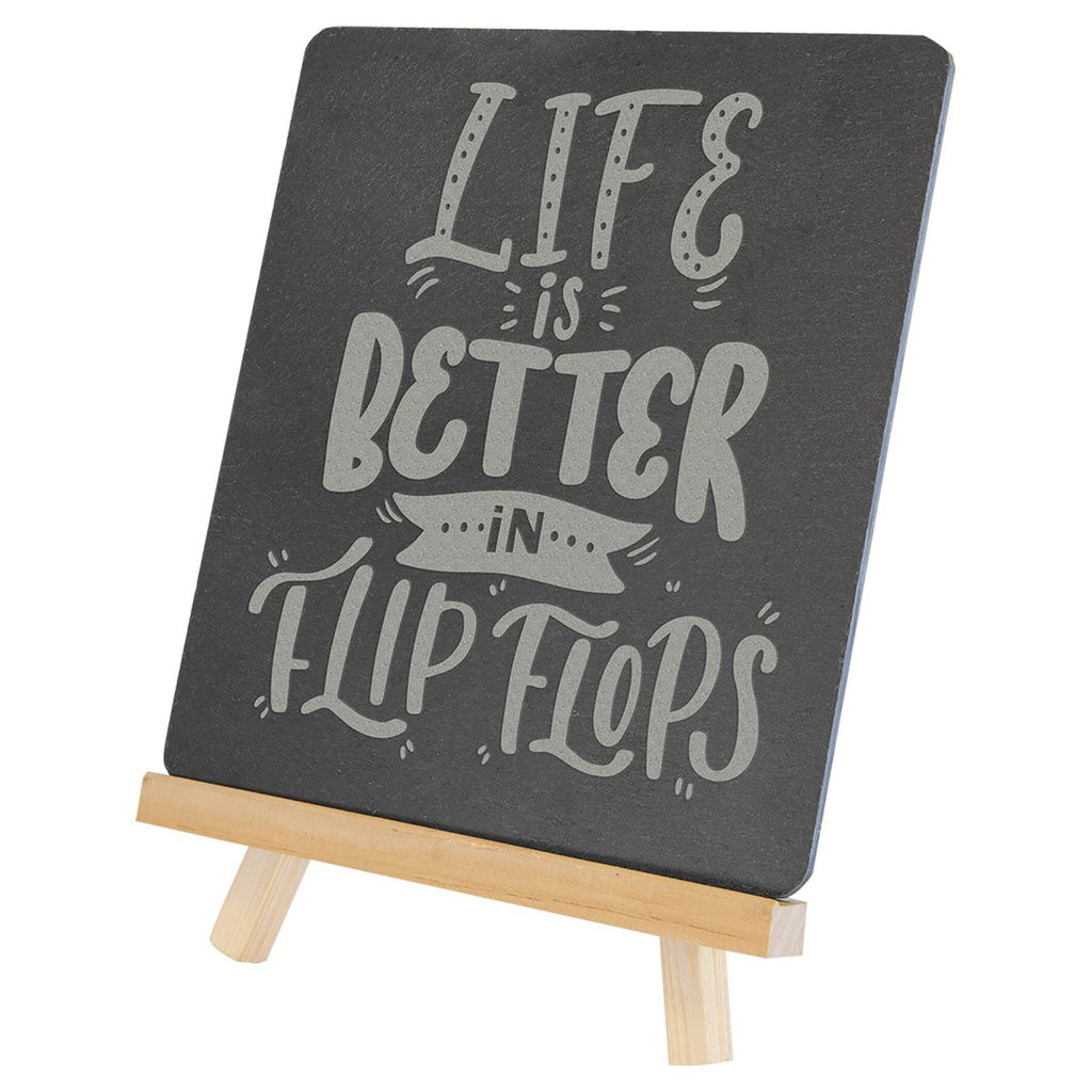 Rectangle Slate Decor with Wood Stand