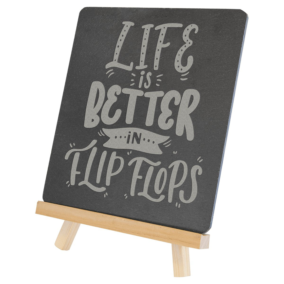 Rectangle Slate Decor with Wood Stand