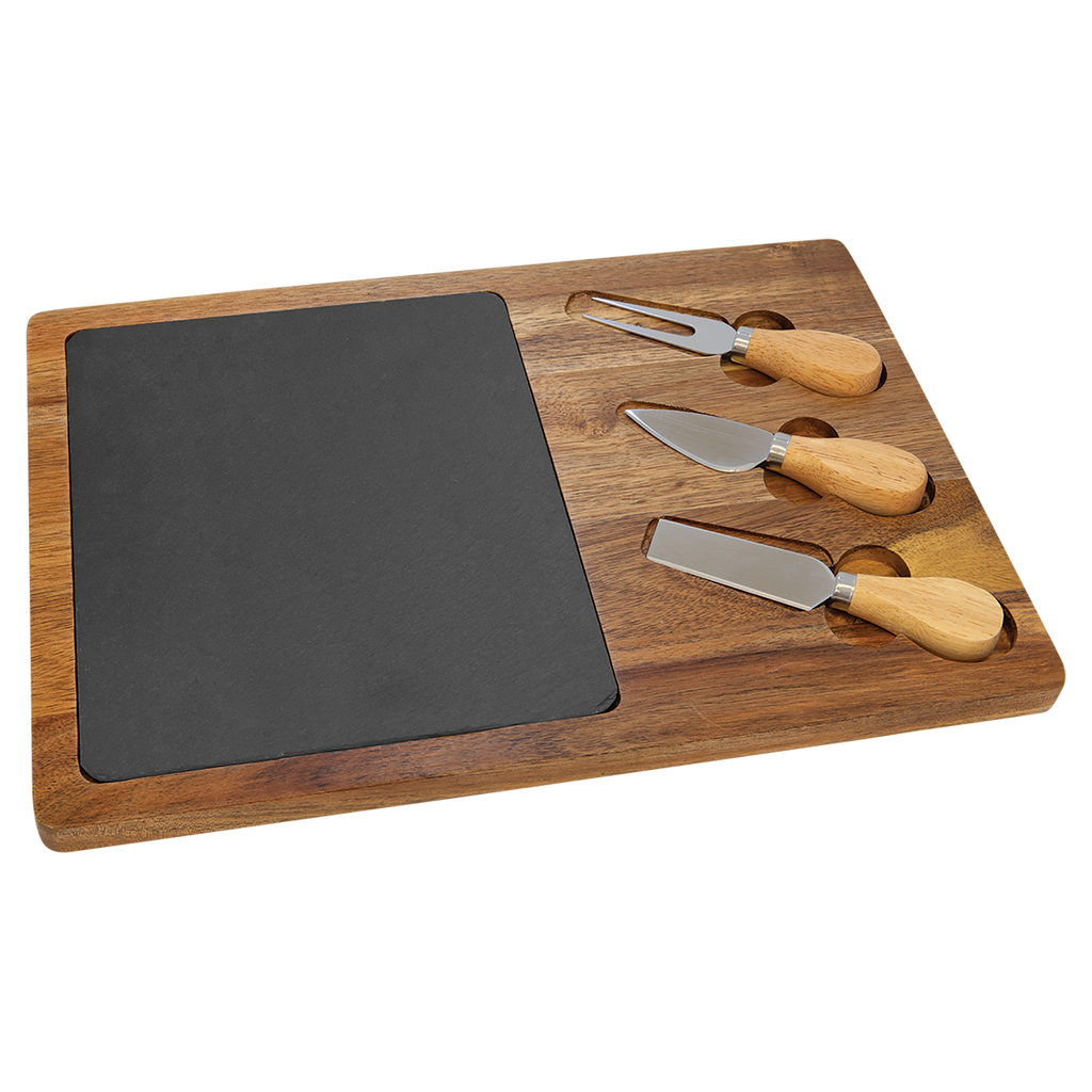 Acacia Wood with Slate Serving Board Includes Cheese Tools blank-preview