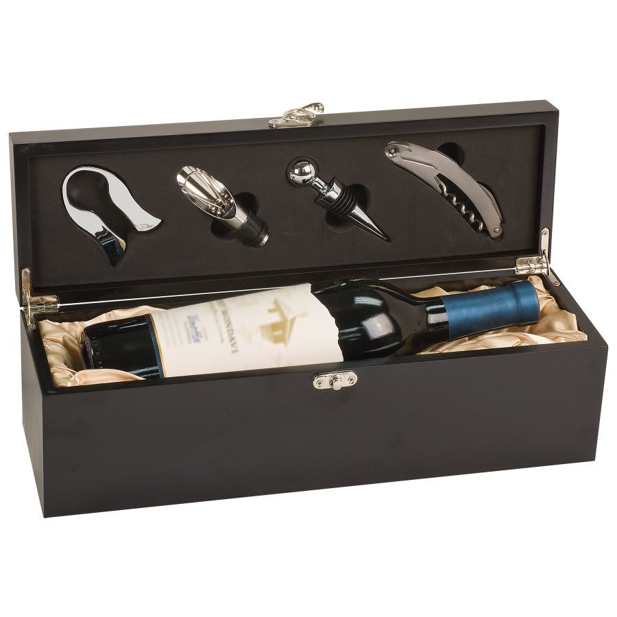 Matte Black Finish Single Wine Box with Tools preview
